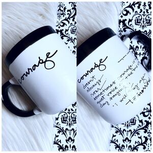 Abbey Press : black & white 16oz ‘courage’ motivational quote ceramic mug
